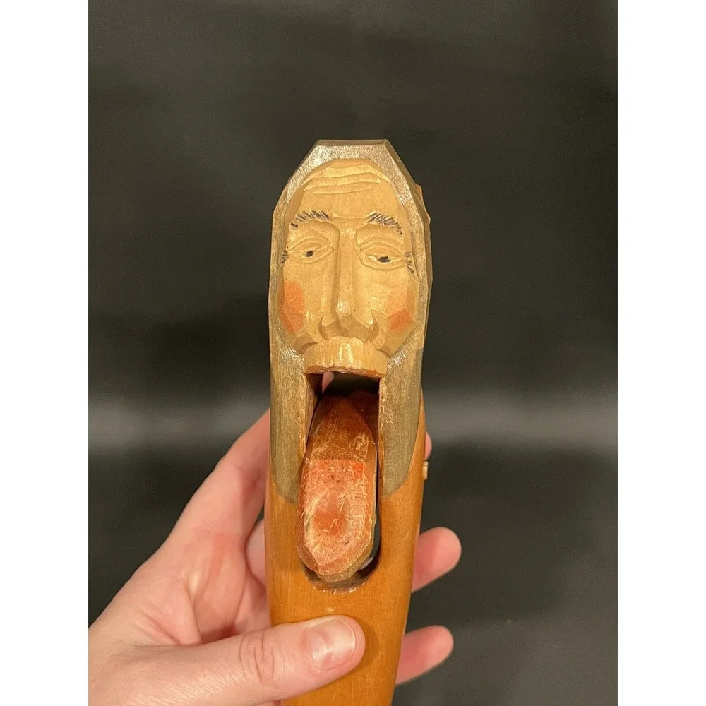 Vintage Carved Wooden Head NUTCRACKER Figural Man 